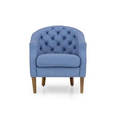 Imagem de Poltrona Decorativa Quarto Herval Luna, Linho Azul