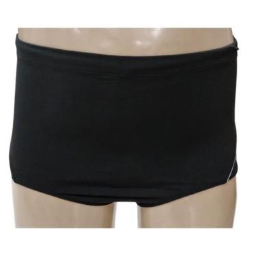 Imagem de Sunga Reta Masculina Forro Duplo Frente e Atrás Básica Preta Plus Size