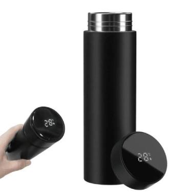 Imagem de Garrafa Térmica em Aço Inox com Termômetro Digital Led - 500ml - ROSA 