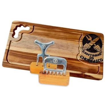 Imagem de Kit Churrasco Tábua Personalizada com Garra de Urso + Garfo Tridente e