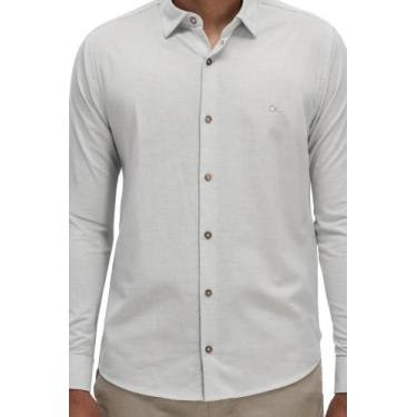 Imagem de Camisa Ogochi Casual Slim Efeito Linho Azul Claro:, Azul, M