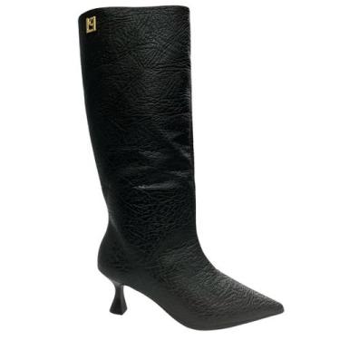 Imagem de Bota Lança Perfume Feminina Cano Longo Preto Couro, 36, Preto