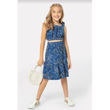 Imagem de Conjunto Blogueira Infantil Menina Blusa e Saia Midi Longa Social Infa