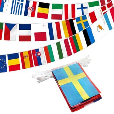 Imagem de Anley European Union String Flag, 27 países da União Europeia String Pennant Banner, Decoração para Grande Inauguração, Sports Bar, Eventos de festa - 27 pés 27 Bandeiras