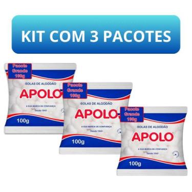 Imagem de Bolas de Algodão Apolo 100g Kit com 3 Pacotes Ideal para Limpeza de Pe