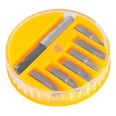 Imagem de Kit Bits Parafusadeira 7 Peças Fertak Aço Carbono Philips Fenda Magnét