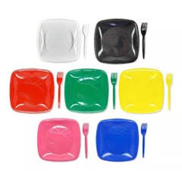 Imagem de conjunto de pratos e talheres - 6 und - green plast