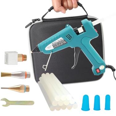 Imagem de Kit profissional de pistola de cola quente com estojo, conjunto luxuoso de pistolas de cola quente de tamanho completo com 4 peças diferentes de conjunto de bicos de cobre intercambiáveis e varetas de