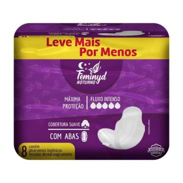 Imagem de Absorvente Noturno Fluxo Intenso Com Abas FEMINYD 8 Unidades