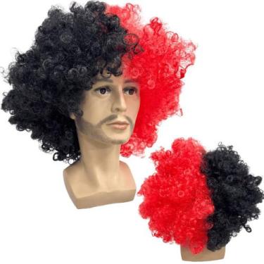 Imagem de Peruca Black Power volumosa festa futebol time torcida cores - LIONSWI