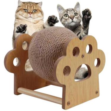 Imagem de Arranhador Gato Pet Felino Bolinha Sisal Rasqueavel Brinquedo Divertid