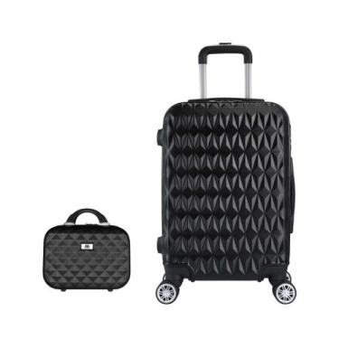 Imagem de Conjunto Mala de Viagem Média e Frasqueira Em ABS Eagle, Preto