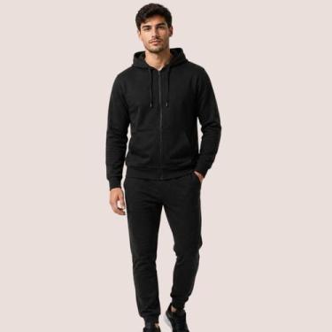 Imagem de Conjunto Masculino Esportivo Corta Vento Jaqueta com Capuz e Calça - S