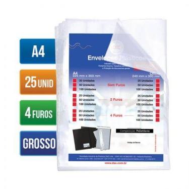 Imagem de Envelope plástico A4 0.20 4 furos 5076A4 pacote com 25 unidades - Dac