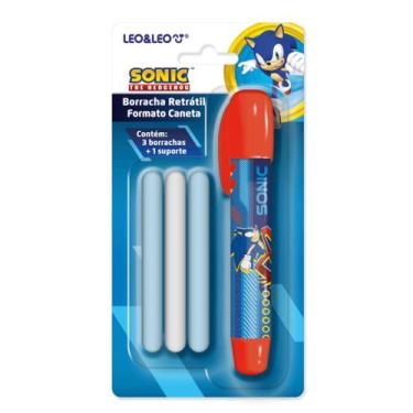 Imagem de Borracha Retrátil Formato Caneta Sonic Blister C/1 Suporte e 3 Borrach