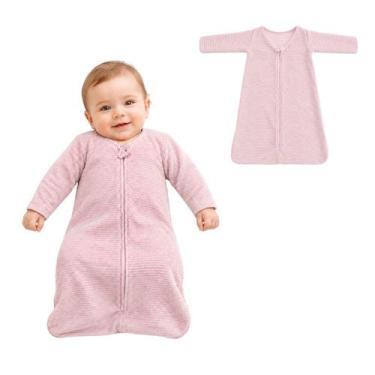 Imagem de Saco de Dormir Bebê com Manga Longa Zíper Tecido Plush Rosa - P - Minh