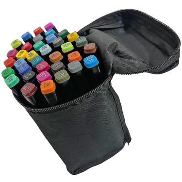Imagem de Kit Caneta Ponta Dupla 36 Cores Marcador Permanente Colorido para Livr