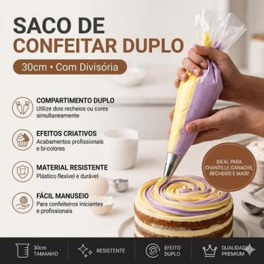Imagem de Saco de Confeitar Plástico 30x15cm com 2 Divisorias Internas 10 Peças 