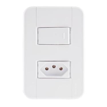 Imagem de Conjunto 4x2 com 1 Interruptor Simples 10 A 250 V e 1 Tomada 2P+T 10 A