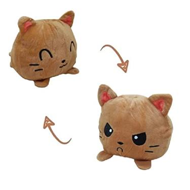 Imagem de Pelucia Gatinho Reversível TikTok Feliz e Triste Pelúcias do Humor Igual Polvo Emoções (Gatinho Marrom)