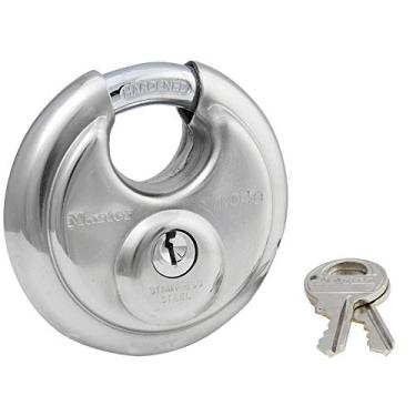 Imagem de Master Lock Cadeado de disco de aço inoxidável 40D com chave, prata