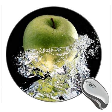 Imagem de Mouse pad redondo Green Apple Water Splash, mouse pads personalizados