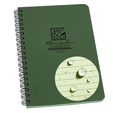 Imagem de Rite In The Rain Caderno espiral lateral à prova de intempéries, 11,7 cm x 17,78 cm, capa verde, padrão universal (nº 973), 18 x 11,875 x 0,375 cm