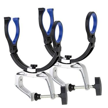 Imagem de Hiumi Suporte de vara de pescaria de liga de alumínio marítima para barcos, suporte de suporte ajustável, ferramenta de pesca (alumínio + plástico, 2 unidades)