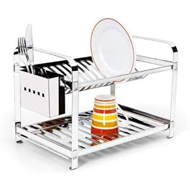 Imagem de Escorredor Inox 16 Pratos Com Porta Talheres Mak Inox