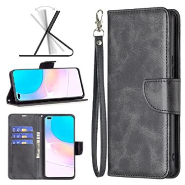 Imagem de YUNCHAO Caixa de telefone Para honra 50 Lite/Huawei Nova 8i Textura de Salto Puro Caso de Couro Colorido capa para celular