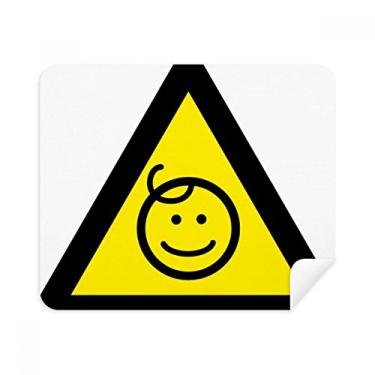 Imagem de Warning Symbol Limpador de tela de pano de limpeza de triângulo amarelo e preto infantil 2 peças de tecido de camurça