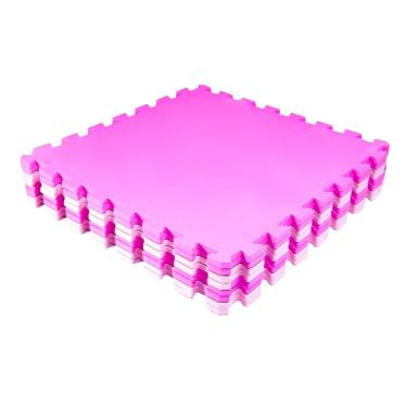 Imagem de Kit 10 Placas Tatame Tapete Eva Infantil 50x50x1cm Bebê - Rosa Claro e Pink