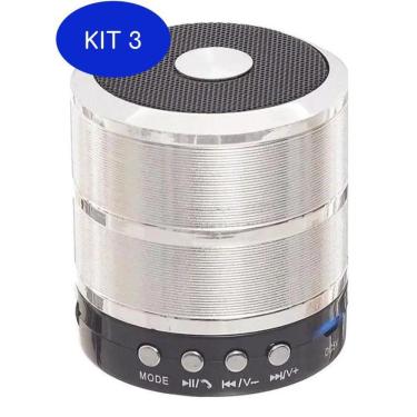 Imagem de Kit 3 Caixinha De Som Grasep D-Bh887 Portátil Com Bluetooth Prata