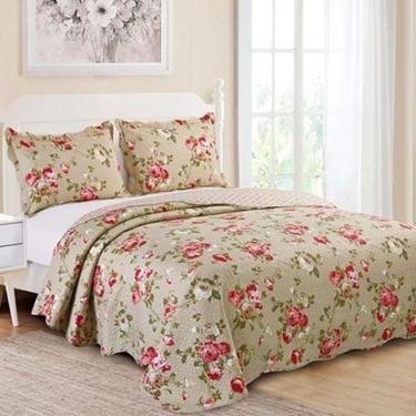 Imagem de Kit Colcha Queen Cobre Leito Patchork Matelassê - Camelia
