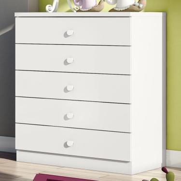 Imagem de Cômoda De Bebê Bala De Menta 5 Gavetas Branco - Henn