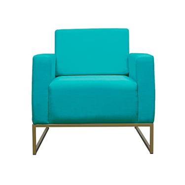 Imagem de Poltrona Decorativa Leticia Slim Com Base de Metal Suede Azul Turquesa - DS Estofados
