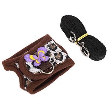 Imagem de Conjunto de arnês e trela, arnês e trela, pequeno colete de tração para animais de estimação Alça de tórax para hamster coelho cobaia Gato e cachorro(red, M)