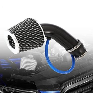 Imagem de ALAVENTE Kit de admissão de ar para carro kit universal de tubos de admissão de ar frio de alumínio automotivo filtro de ar de entrada de ar kit de tubo de mangueira de fluxo de indução (preto)