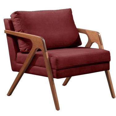 Imagem de Poltrona Para Sala Mona Luxo Veludo Vinho