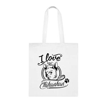 Imagem de I Love My Chihuahua Dog Tote bag, Chihuahua Dog Gift, Chihuahua Dog Birthday, Chihuahua Dog Ideias de , Bolsa de ombro para cachorro Chihuahua, Sacola reutilizável para cães Chihuahua, Branco