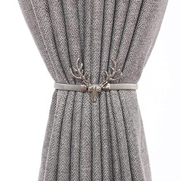 Imagem de Correia de cortina de mola de metal vento nórdico alça de cortina de decoração de janela de folha suportes de cortina tiebacks, T6,2 PCS