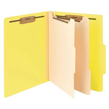 Imagem de Smead Pasta de arquivo de classificação, 2 divisores, expansão de 2", aba 2/5 cortada, tamanho letra, amarelo, 10 por caixa (14004)