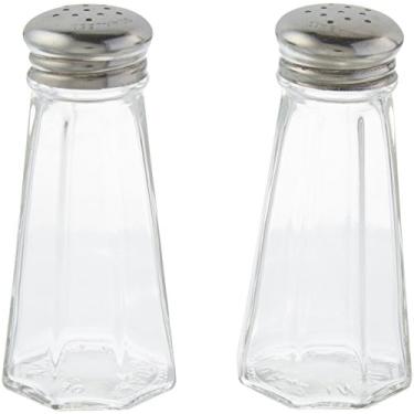 Imagem de Tablecraft Saleiro e pimenteiro com painel de aço inoxidável, 85 g, transparente
