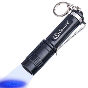 Imagem de LIGHTFE Chaveiro de luz UV com luz negra com fonte de LED UV 395 nm de alta potência e feixe forte para detecção de urina de animais de estimação, cura de cola UV, reparo de arte profissional..