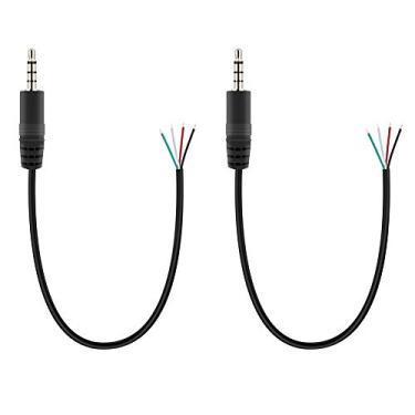 Imagem de Fancasee Pacote com 2 cabos TRRS estéreo macho de 3,5 mm 1/20.3 cm para fio desencapado, conector conector de 3,5 mm, cabo de reparo de áudio para microfone, fone de ouvido, fone de ouvido e