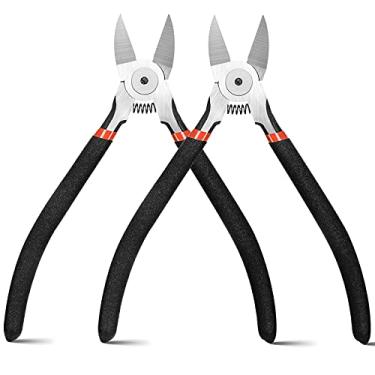Imagem de 2 peças de cortadores de arame elétrico cortador lateral de precisão de 12,7 cm alicate de corte nivelado resistente com borda de corte mais longa e nivelada com mola para artesanato, cabos e abraçadeiras