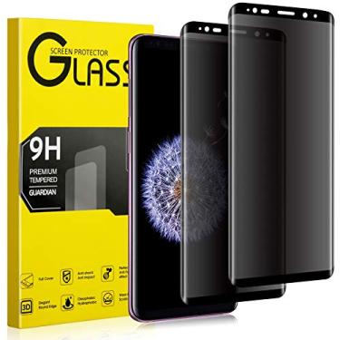 Imagem de [Pacote com 2] Película protetora de tela para Galaxy S9 Plus, vidro temperado Maxwolf, borda curvada 3D, antiespião, antiarranhões, compatível com capas, proteção de dureza 9H para Samsung Galaxy S9+