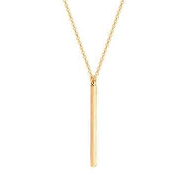 Imagem de PERNNLA PEARL Colar feminino com pingente de disco longo banhado a ouro 18 K, joia moderna, cobre banhado a ouro