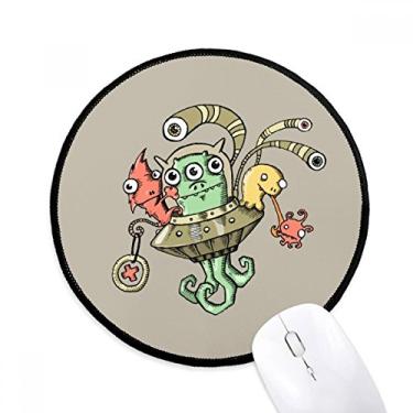Imagem de Universo e Alien Monster Mouse Pad Desktop Office Tapete redondo para computador