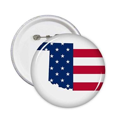 Imagem de Oklahoma EUA mapa estrelas listras forma bandeira pinos crachá botão decoração acessório 5 peças